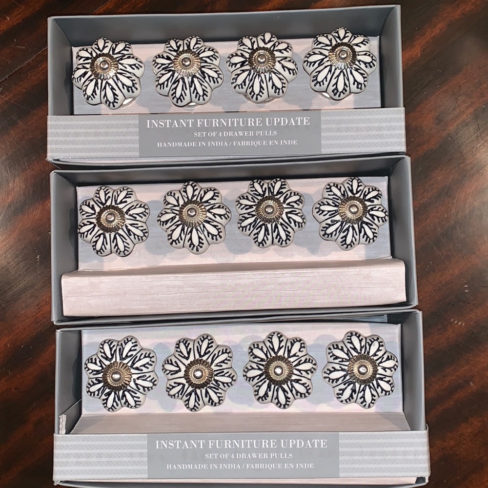 3 sets of 4 Drawer Pulls, Handmade in India